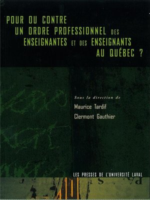 cover image of Pour ou contre un ordre professionnel des enseignants